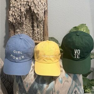 Embroidered Slogan Baseball Caps in Blue, Yellow, Green - O/S